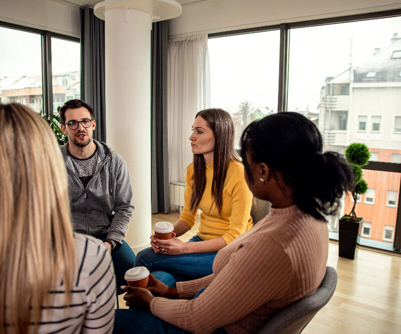 Group therapy session at aspen view mental health where people are getting depression treatment in greeley, colorado.